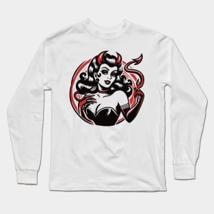 Retro Devil Girl Long Sleeve T-Shirt